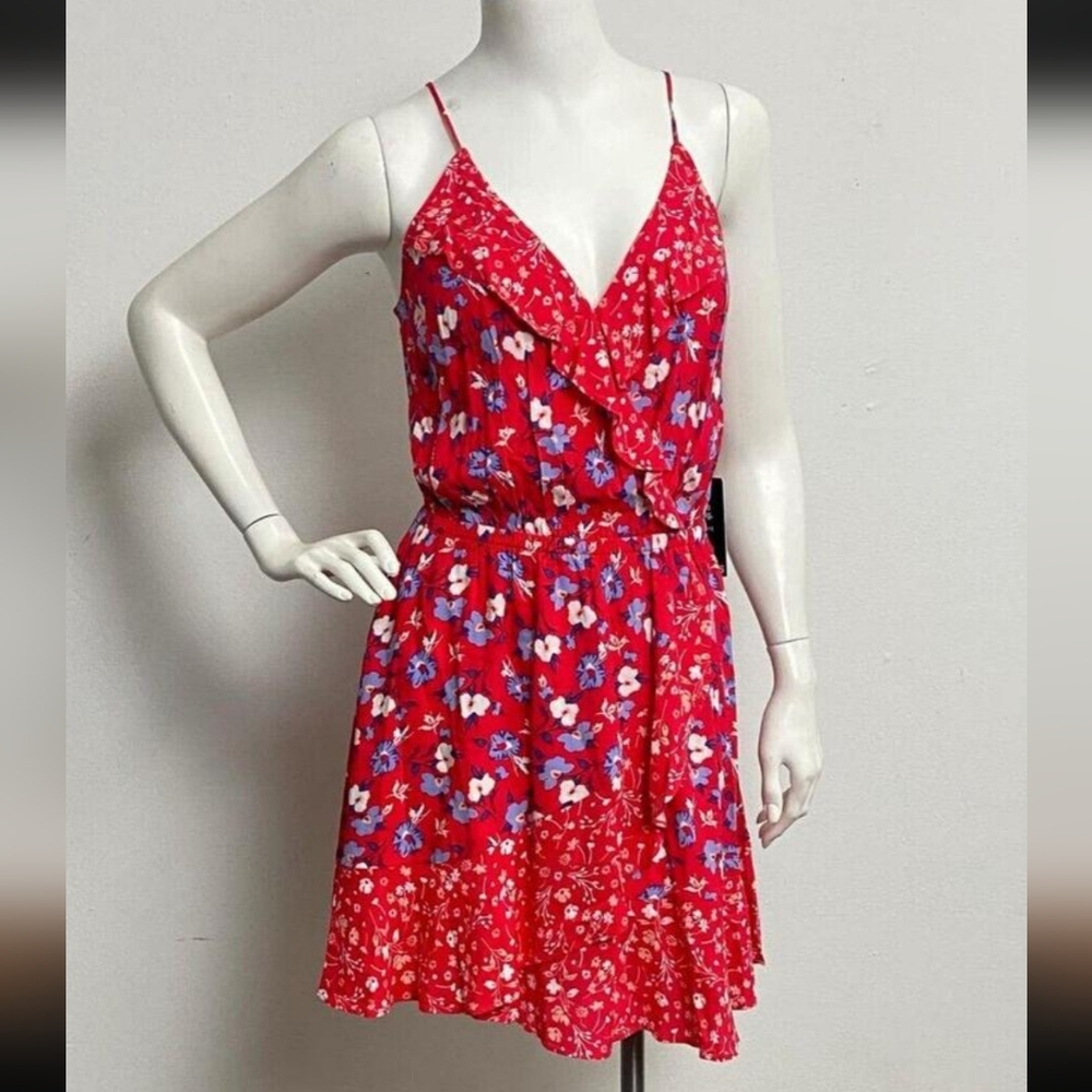 Express Red Ruffled Wrap Sundress
